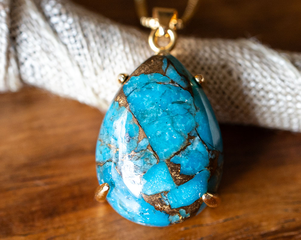 楽天市場】選べる ブルーコッパー ターコイズ ドロップ ペンダント