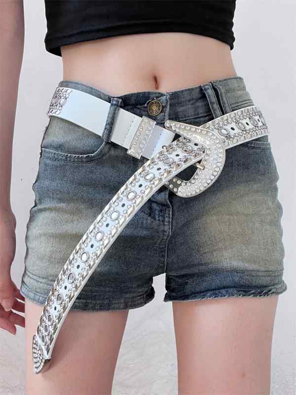 楽天市場】ベルト レディース 太 Y2K 幅広 ワイド キラキラ スタッズ