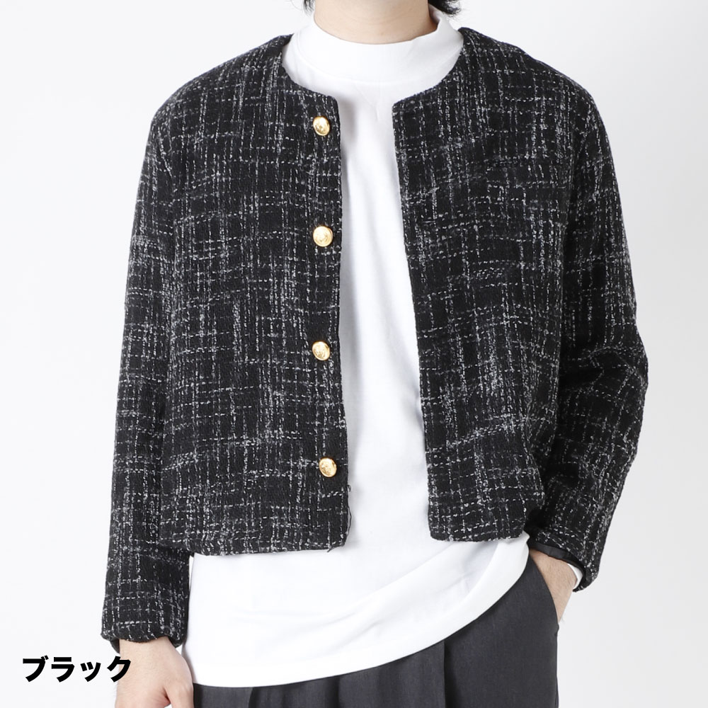 楽天市場】ツイードジャケット ノーカラージャケット ノーカラー
