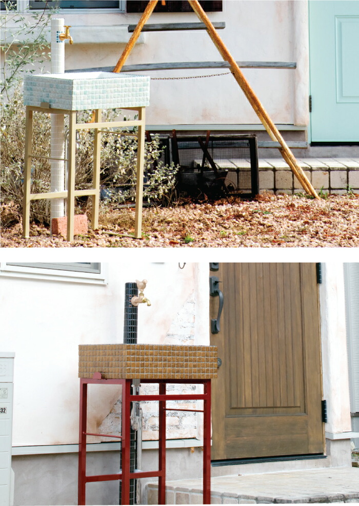 楽天市場】タイルシンクスタンド タイル張り四角型 ガーデンパン用