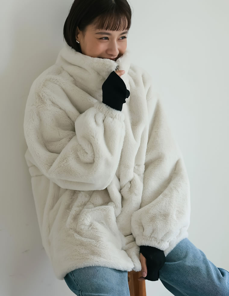 楽天市場】【SPECIAL FAIR】ハイネックドロスト付きフェイクファー