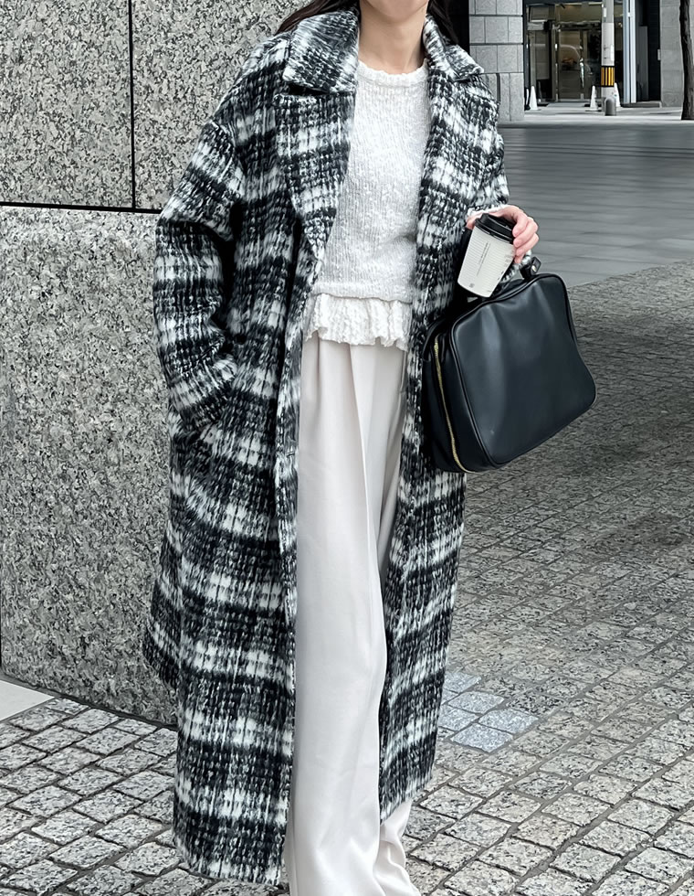 楽天市場】【SPECIAL FAIR】起毛チェック柄ロングチェスターコート