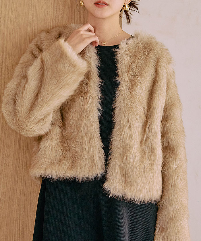 楽天市場】ノーカラーファージャケット 秋 冬 M : aquagarage（アクア