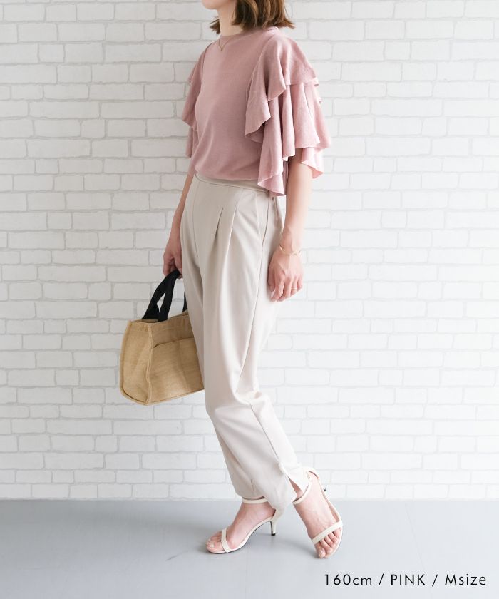 楽天市場】ダブルフリルスリーブサマーニット 春 夏 サマーニット