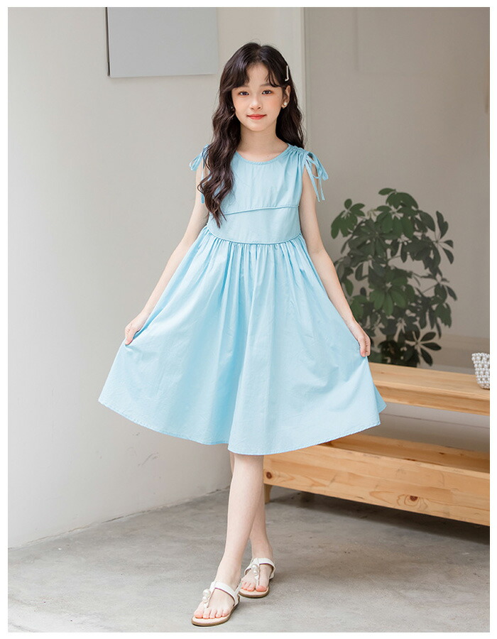 楽天市場】送料無料 子供服 女の子 夏ワンピ 綿100% ワンピース ブルー