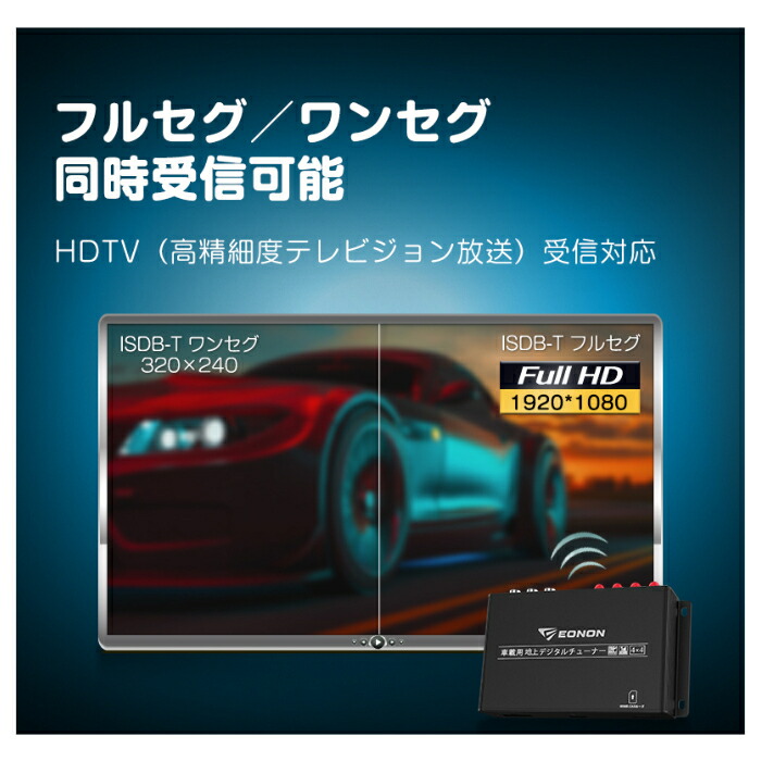 楽天市場】V0051 EONON 地デジチューナー 4×4高感度フルセグチューナー