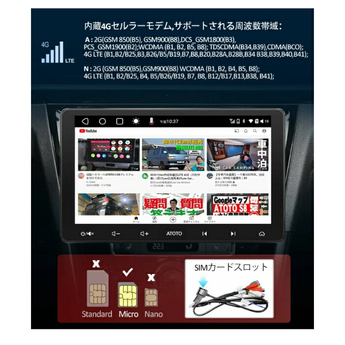 楽天市場】ATOTO アトト 車載用 アンドロイド S8U2118PR 10インチ