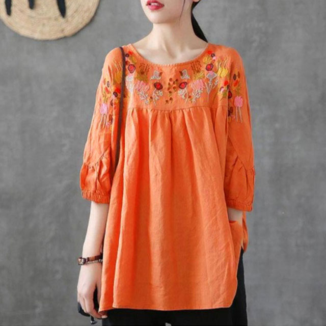 楽天市場】刺繍ブラウス エスニック風 花柄刺繍 トップス ブラウス