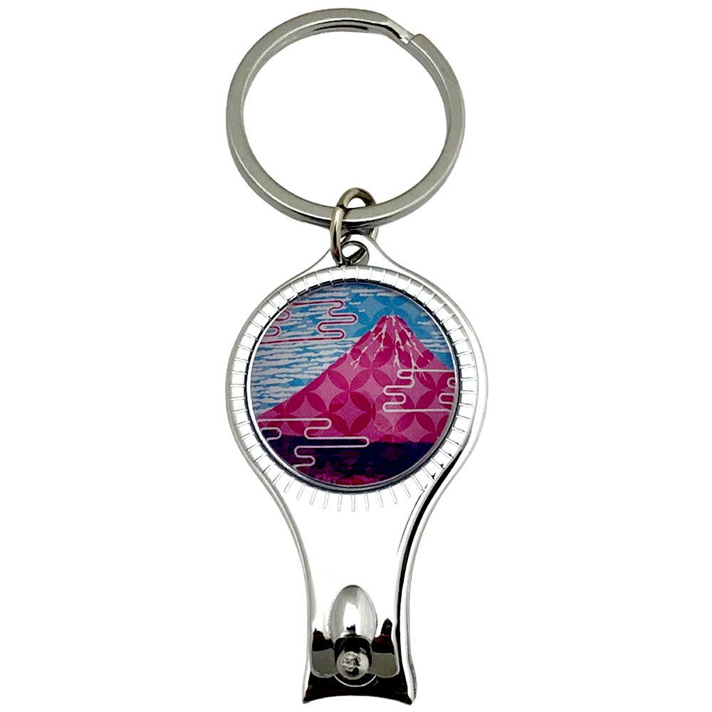楽天市場】爪切り 栓抜き 付き キーホルダー 北斎 赤富士ガラス 便利