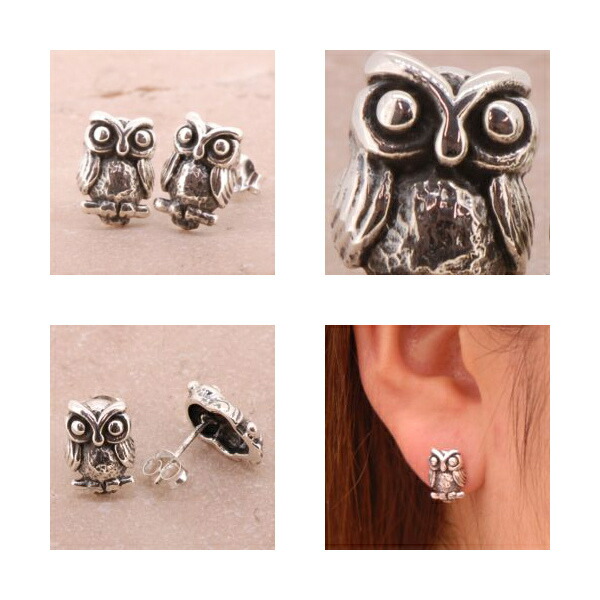 楽天市場】フクロウ スタッズピアス 2P 両耳用 オウル 梟 鳥 動物
