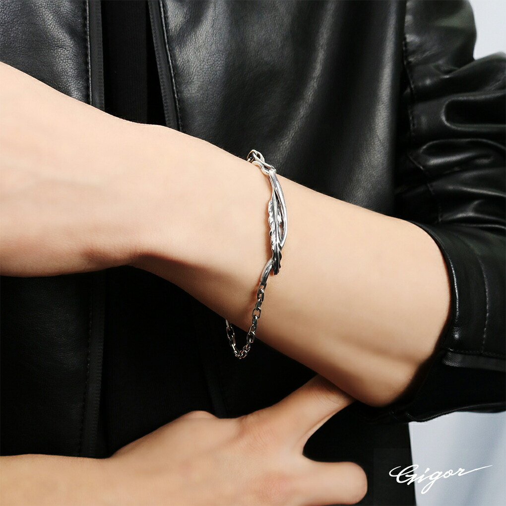楽天市場】GIGOR オーバレス シルバー ブレスレット フェザー 羽根 羽