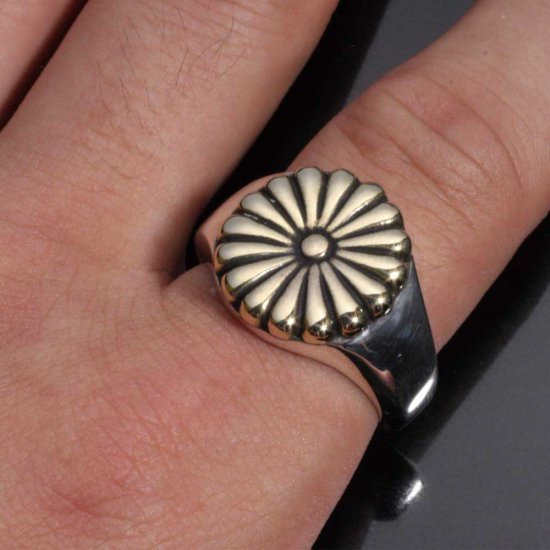 楽天市場】龍頭 菊 印台 リング 丸型 14〜28号 指輪 花 メンズ