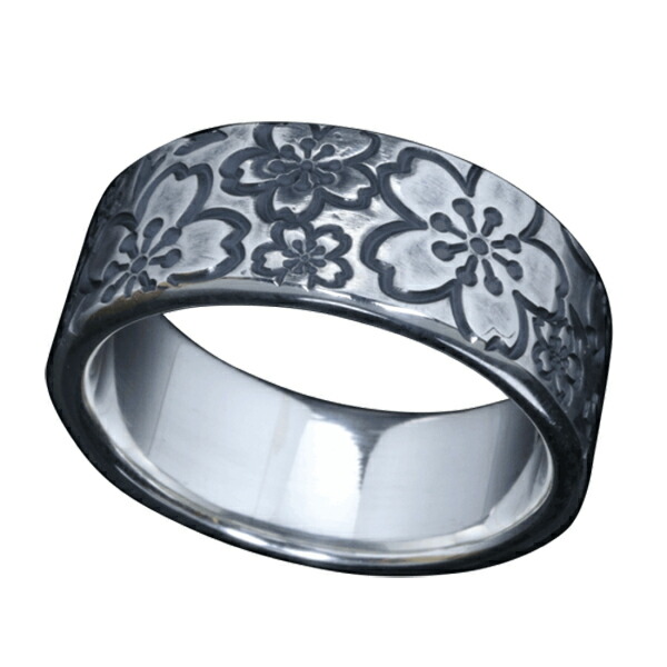 楽天市場】龍頭 桜吹雪 平打ち リング 幅8mm 13〜27号 指輪 桜 さくら