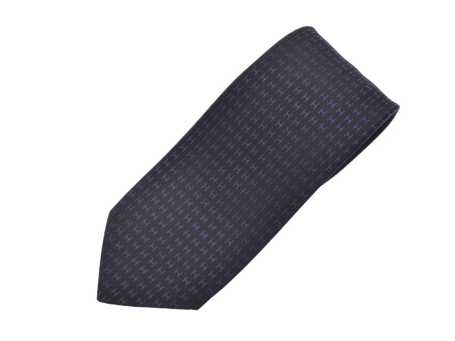 楽天市場】新品 エルメス ネクタイ H柄 シルク100％ 黒/マリン HERMES