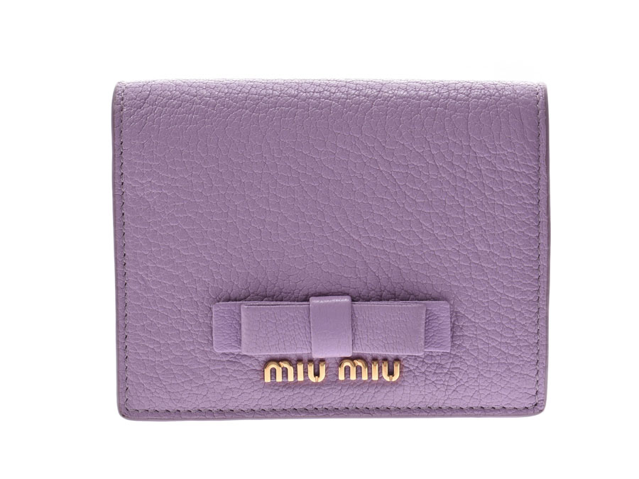 楽天市場】ミュウミュウ 二ツ折財布 パープル G金具 レディース レザー