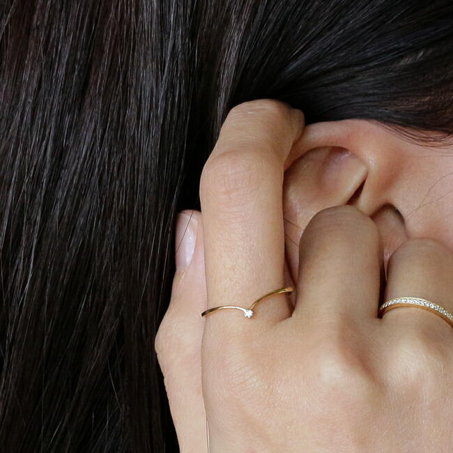 楽天市場】K18 天然 ダイヤモンド 0.01ct Vライン リング 1号-15号送料