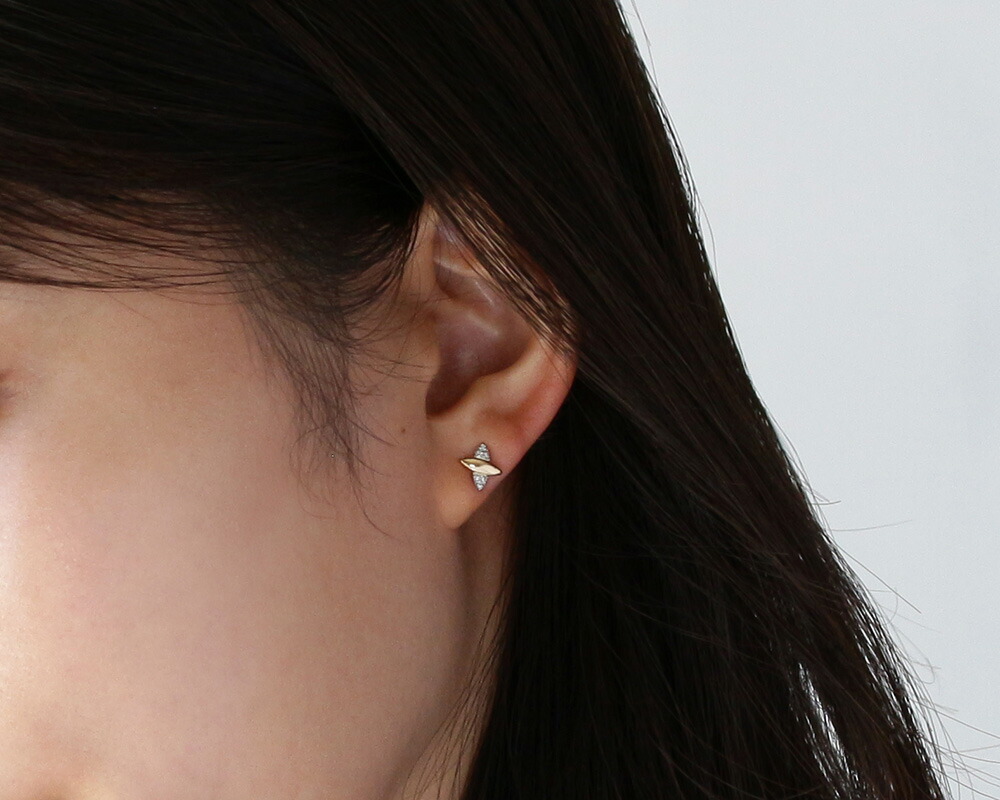 楽天市場】K18 天然 ダイヤモンド 0.02ct コンビ ピアス 片耳用 ※在庫