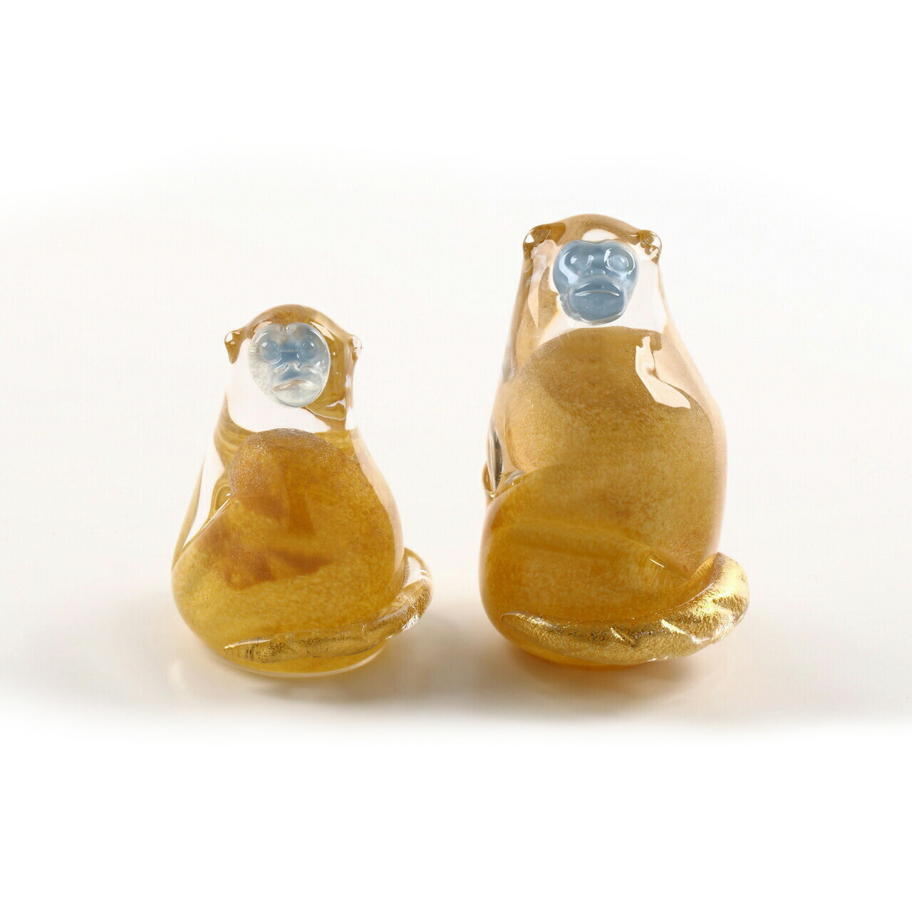 楽天市場】サル 猿 ガラス 干支 置物 金糸猴 親子 手作りガラス細工