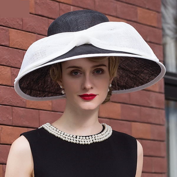 楽天市場】ストローハット つば広 大きい ビッグリボン付き女優