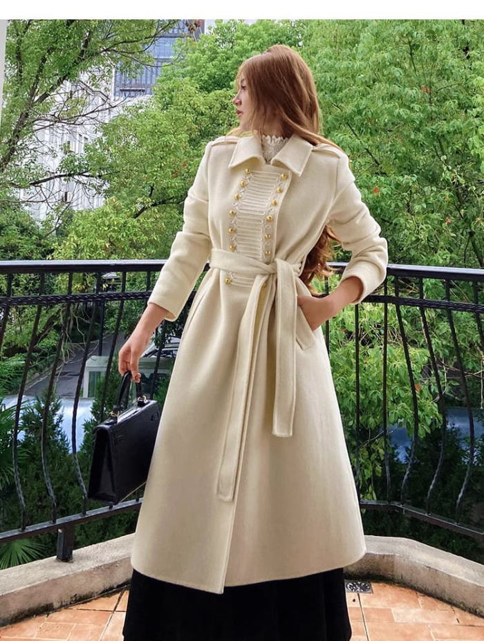 楽天市場】Mサイズのみ即納 コート 襟 ベルト 金ボタン ダブルフェイス