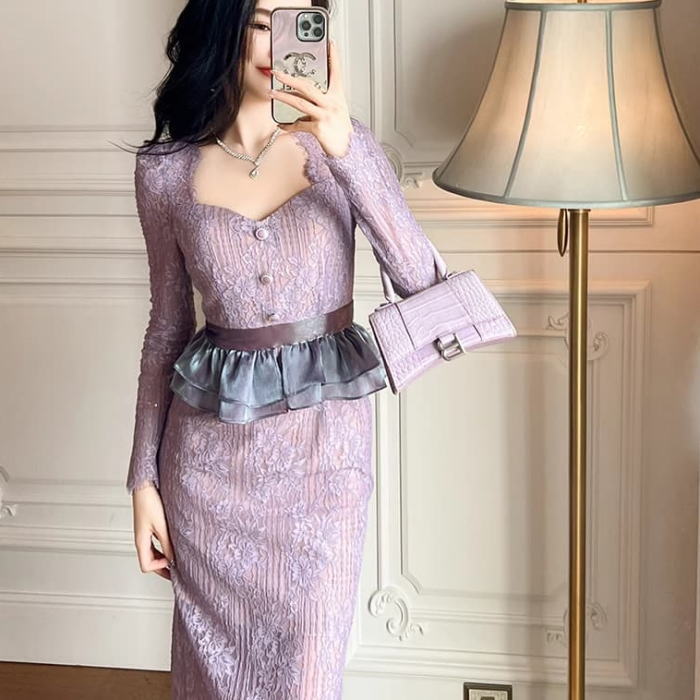 楽天市場】ワンピース レディース 春 きれいめ チュール レース