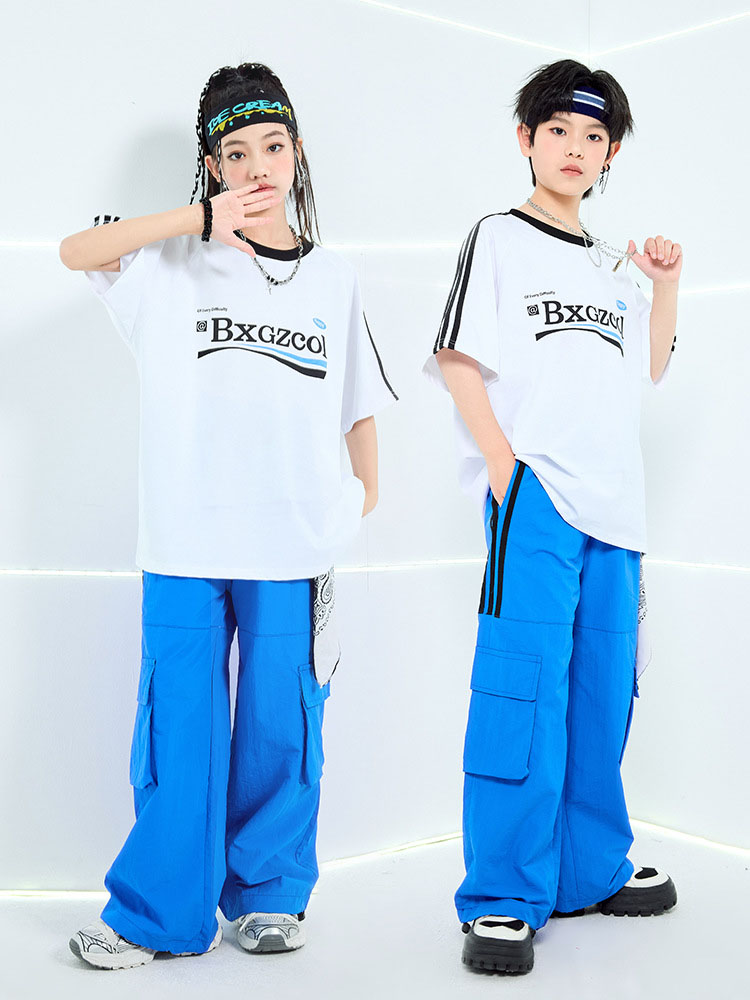 楽天市場】青 英字柄 キッズダンス衣装 セットアップ 男の子 女の子