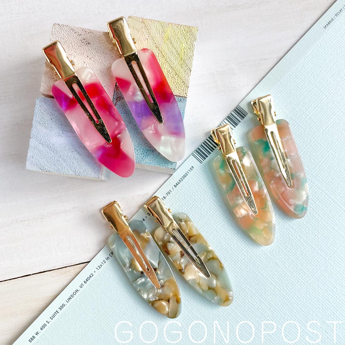 楽天市場】《送料無料》マーブルアクリルヘアクリップ 前髪クリップ 2