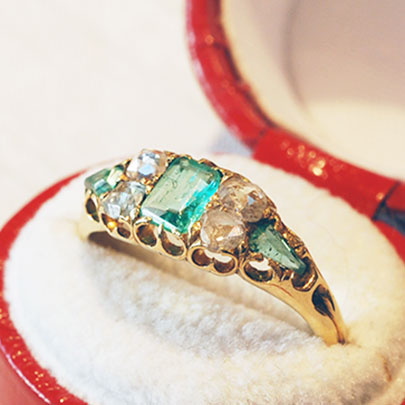 楽天市場】アンティーク ジュエリー 18ct エメラルド・ダイヤモンド