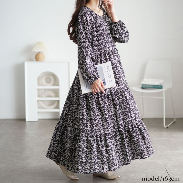 楽天市場】大きいサイズ レディース ワンピース 小花柄ティアード