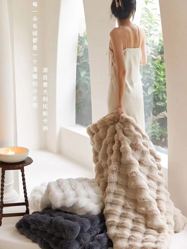 楽天市場】ラビットファーブランケット リアルファー 兎 うさぎ 北欧