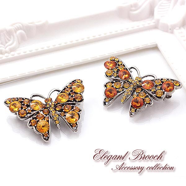 楽天市場】☆半額！スーパーセール☆バタフライブローチ キラキラ 蝶