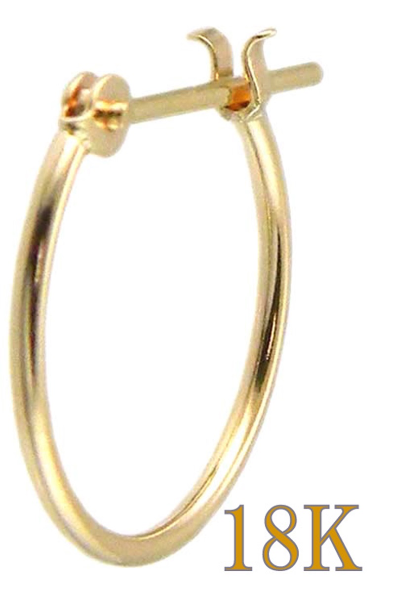 楽天市場】18金 ピアス フープ 18K 片耳用 リング13mm メンズ