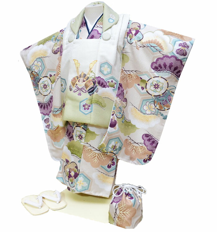 上品からし色♡七五三　3歳　男の子　フルセット　一式　正絹 KYOETSU（京越） 【豪華安心8点フルセット】七五三 着物 3歳 男の子