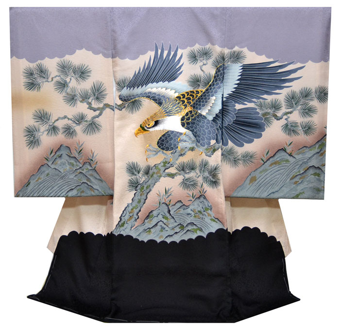 楽天市場】お宮参り 男の子 着物 男児 正絹 初着 産着 お祝い着 鷹に松