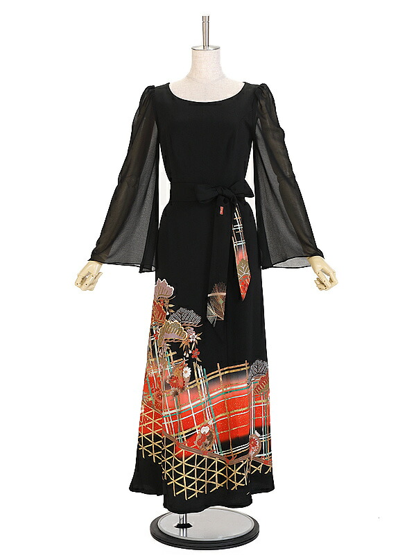 楽天市場】【レンタル】留袖ドレス 黒7号 正絹 ワンピース 菊 垣根