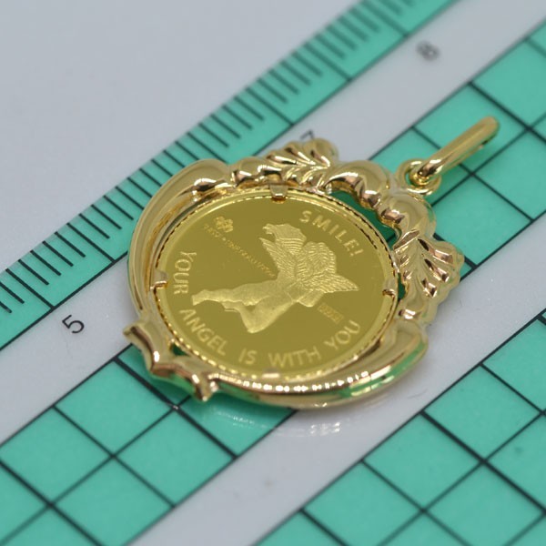 楽天市場】エンジェル 天使 コイン ペンダント トップ 24金 K24 24K 枠
