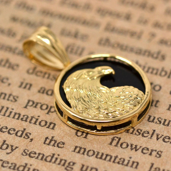 楽天市場】18金 ペンダント トップ 黒 ブラック オニキス イーグル