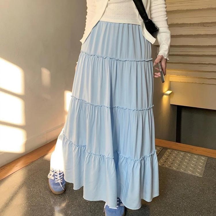 楽天市場】 スカート ロング きれいめ プリーツティアードスカート