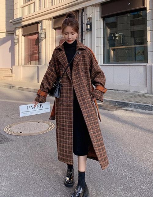 楽天市場】チェック コート チェスターコート 柄 韓国 茶色 ブラウン