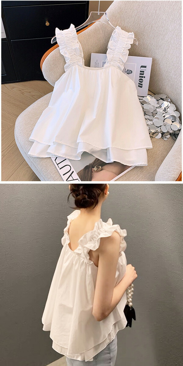 楽天市場】フリルショルダーカットソー ビスチェ ショルダーフリル