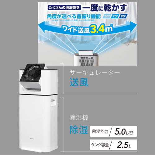 楽天市場】アイリスオーヤマ IJD-I50-WH サーキュレーター衣類乾燥除湿