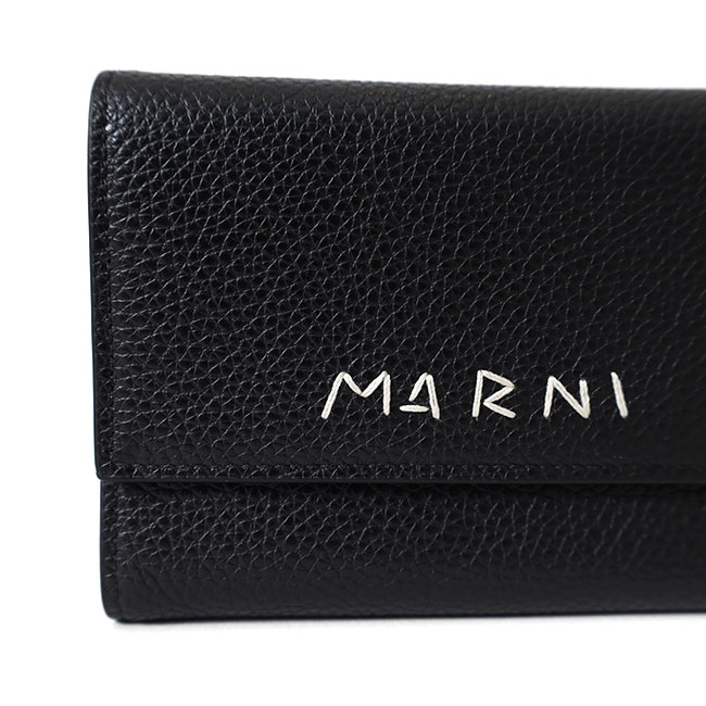 楽天市場】MARNI マルニ ロゴ刺繍 三つ折りレザーウォレット