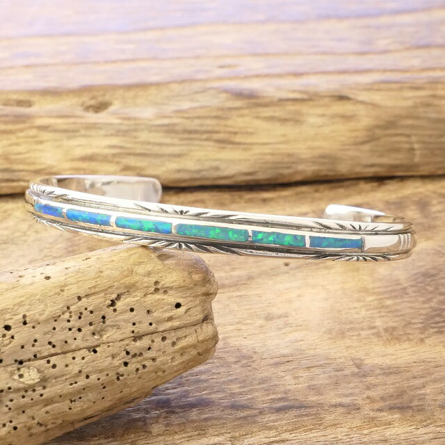 楽天市場】オパール スタンプ バングルシルバー925 メンズ レディース