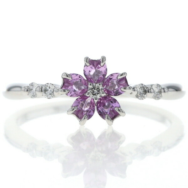 楽天市場】K18WG ホワイトゴールド リング ピンクサファイア 0.50ct