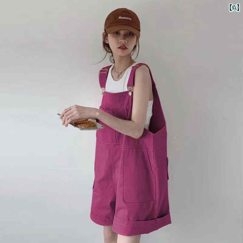 楽天市場】サロペット ショート丈 パンツ レディース オーバーオール