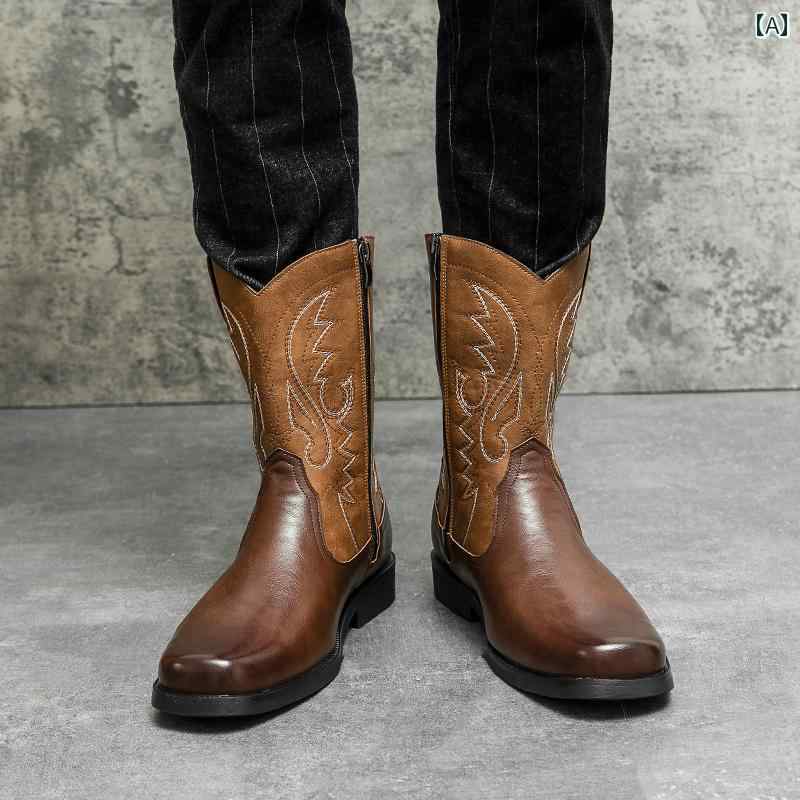 楽天市場】ウエスタンブーツ メンズ シューズ カウボーイ 革