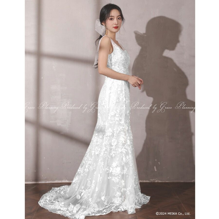 楽天市場】ベージュ/ ホワイト ウェディングドレス Vネック マーメイド