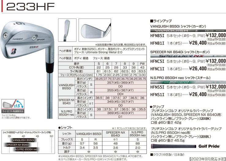 楽天市場】特注カスタムクラブ ブリヂストンゴルフ 233HF アイアン 4本