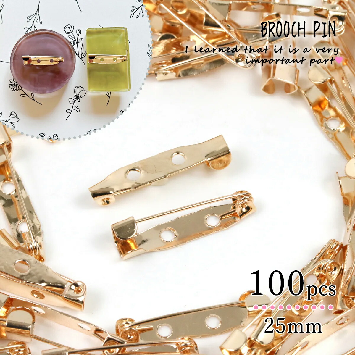 楽天市場】【1日限定P5倍】【基本パーツ】100個 大容量 ブローチピン