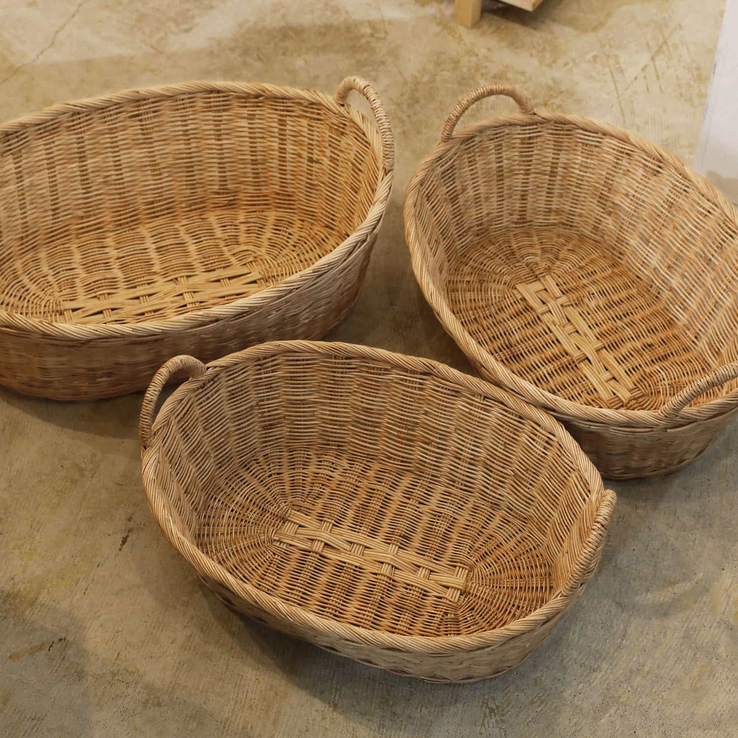 楽天市場】松野屋 ラタン取手付楕円バスケットロータイプ M かご カゴ